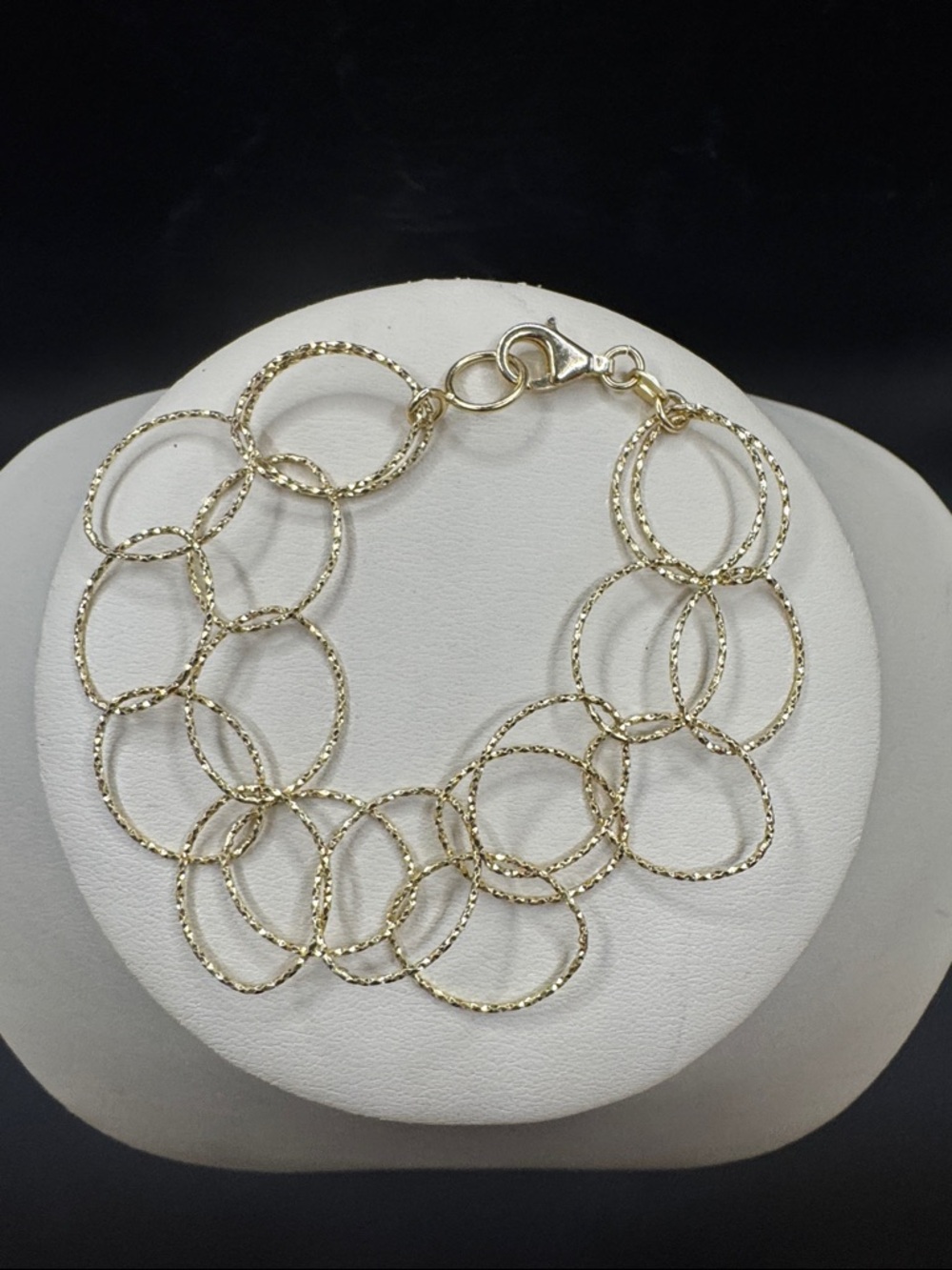 Sterling Silver Gold Overlay Linked Circle Bracelet 7.5 inches